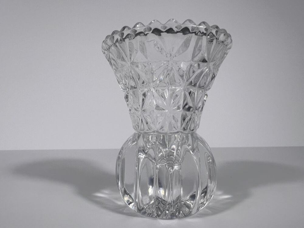 Vintage Pressed Glass Toothpick Holder – Starburst & Ribbed Design